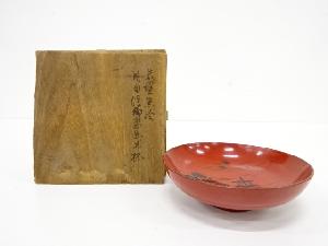 朱漆塗　黒絵盃